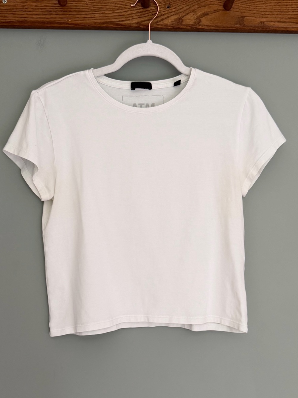 ATM Anthony Thomas Melillo Baby Stretch Crop Pima Cotton White Short Sleeve Tee